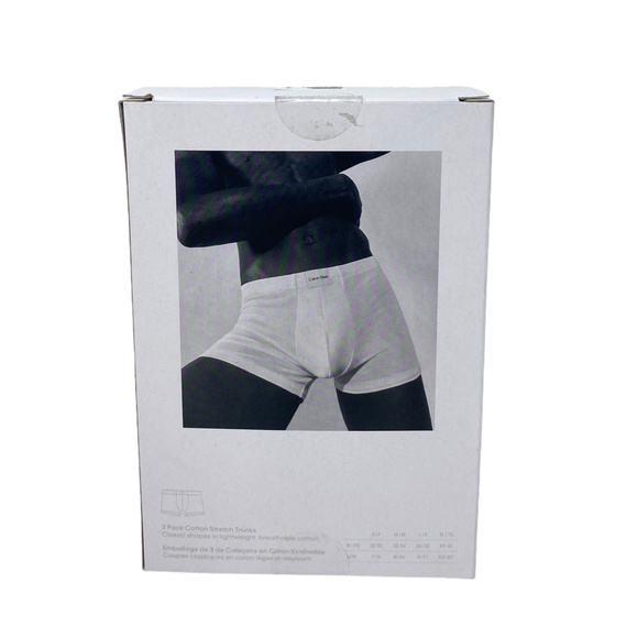 Calvin Klein Men's Underwear 3 Pack Cotton Stretch Trunk Black White NB3262900 - Picture 8 of 9